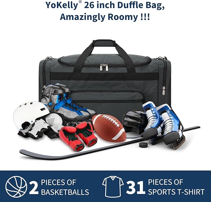 75L Large Duffle Bag for Men - 26 inch Duffel Bag Heavy Duty for Weekend Travel Sport Camping/Travel - Dark Grey