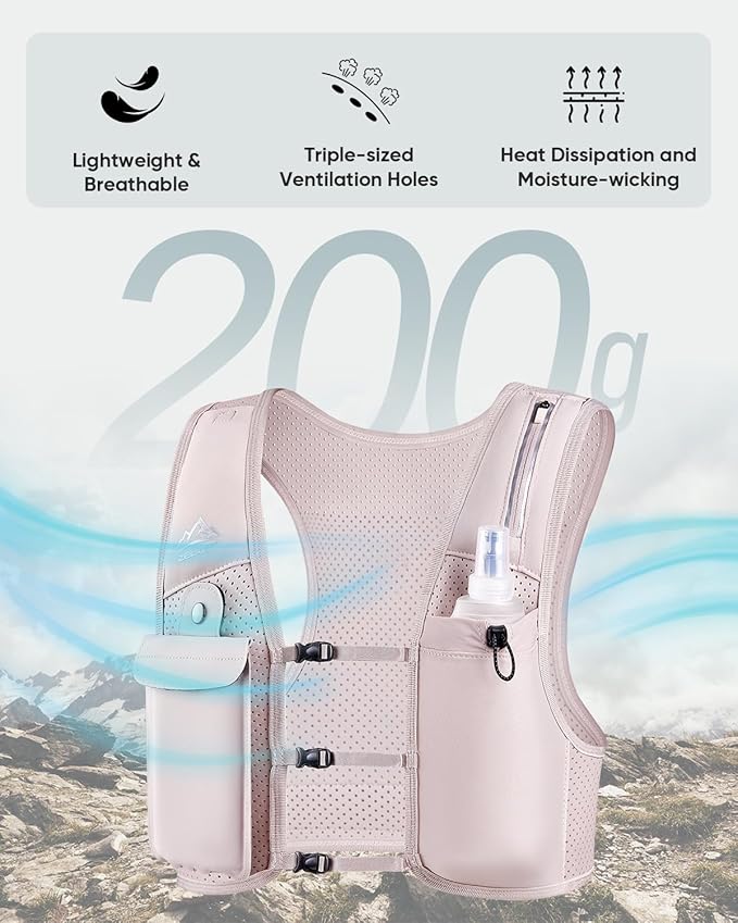 Zelvot Running Vest for Women Men, USA Original Patent, Adjustable Chest Straps Running Hydration Vest with 500ml Soft Flask, Lightweight Reflective Hydration Backpack for Marathon
