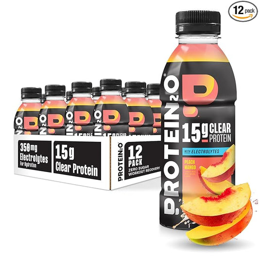 Protein2o 15g Whey Protein Infused Water, Peach Mango, 16.9 Oz Bottle (Pack of 12)