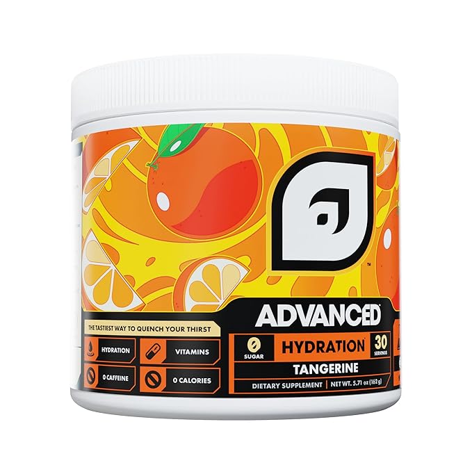 Advanced Hydration High-Performance Electrolyte Drink Mix with B Vitamins for All-Day Hydration - Caffeine Free, Zero Calories, Sugar Free, & Keto Friendly - (30 Servings, Tangerine)