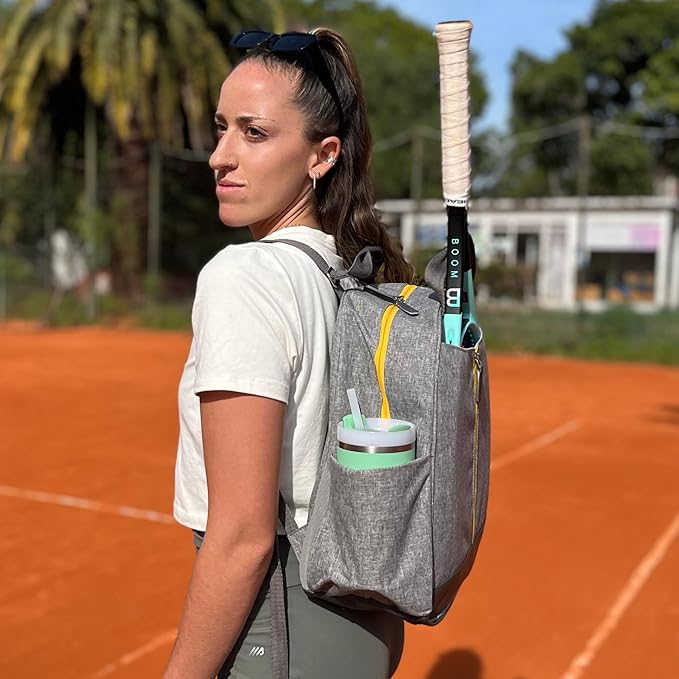 AYRES Tennis Backpack - Spacious Womens Tennis, Padel & Pickleball Bag | Quick-Access Racket Compartment (Fits 2) | Designer Tennis Bag, Water-Resistant & Easy To Clean, Makeup Pouch Included
