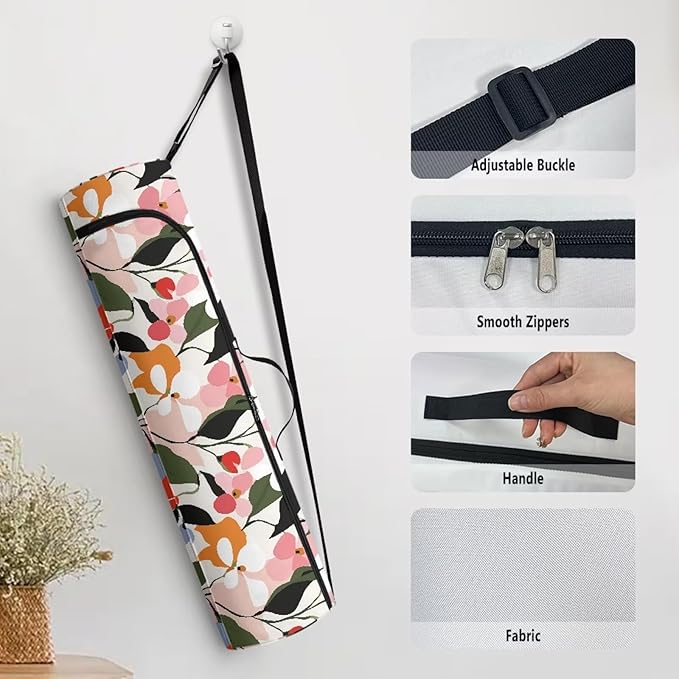 ZCFYGDX Yoga Mat Bag with Adjustable Shoulder Strap and Handle Zipper, 30in Wide x 6.3in Diameter for Yoga Mat Storage