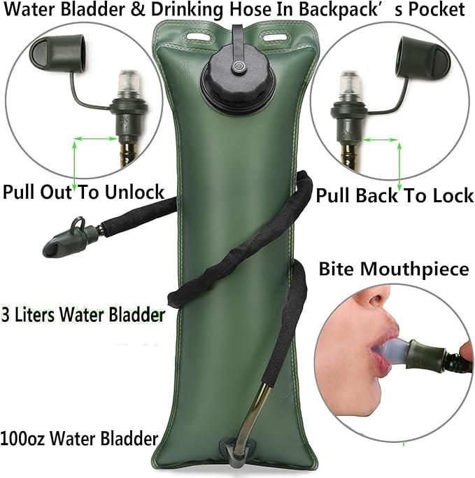 ATBP Tactical Water Hydration Pack Military 3L Water Bladder Carrier Backpack Leakproof for Running Jogging Cycling Hiking