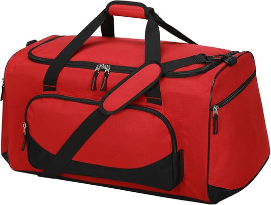 55L Large Gym Duffle Bag for Men - 22 inch Men's Sports Bag Heavy Duty Duffel Bag（Red)