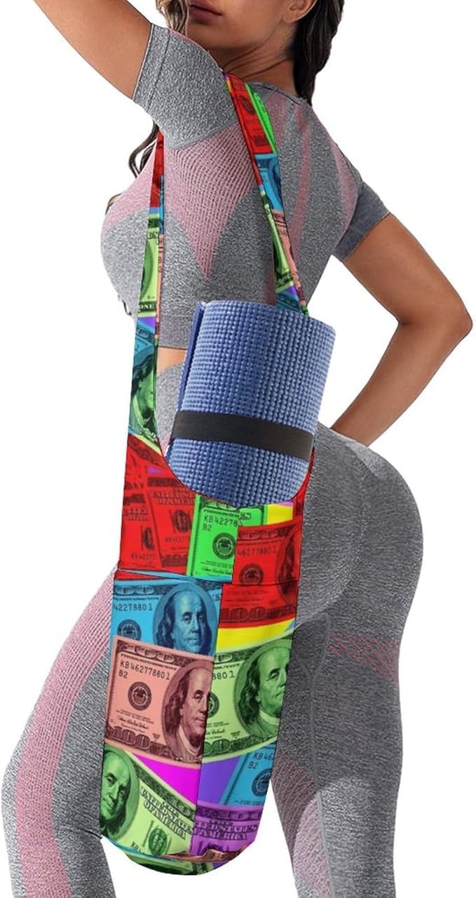 Aiyoolee Single Shoulder Yoga Mat Carrier Bag Portable Spacious with Pocket for Yoga Gym Fitness Travel