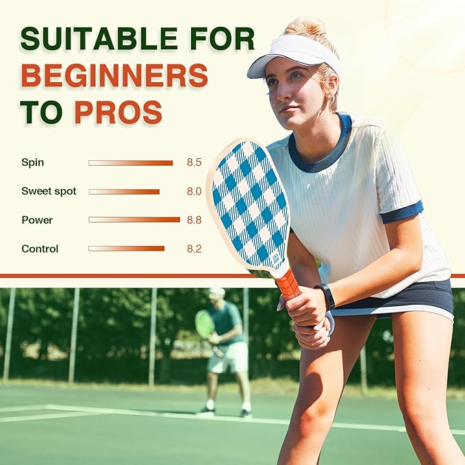 Pickleball Paddles Set of 4, USAPA Approved Pickleball Set of 4 with 4 Pickleball Balls & 1 Carry Bag Premium Wooden Cute Pickle Ball Paddles Grip Gifts for Women Youth Men