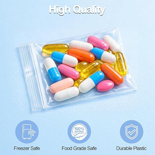 Zip Small Plastic Bags, 4x6 inch (500 pcs) 4 Mil, Clear Resealable Poly Bag for Jewelry, Gift, Candy, Pill, Snack, Storage, coin, Business Baggies