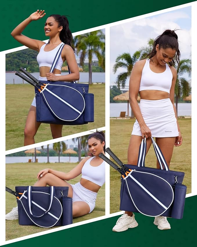 Durable Tennis Gym Tote Bag for Women & Men Sports Duffle Bag with Shoe Compartment & Wet Pocket Fence Hook Extra Ball Pocket Fits 2 Rackets and 15.6" Laptop Overnight Weekend Bag