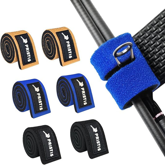 Pristis 6 pcs Fishing Rod Tie Wraps, Pole Twist Bungee Strap for Carrying, Rod Belt Band Holder for Spinning Casting Fly