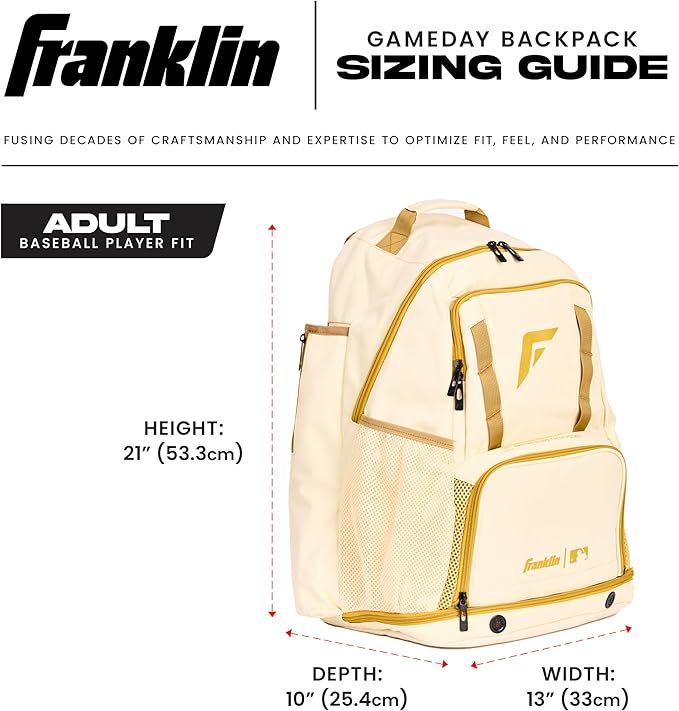 Franklin Sports MLB Gameday Baseball + Softball Backpack – Adult +Youth Equipment + Bat Bag – Stores Batting Gloves, Helmet, Cleats + More - Waterproof Premium Batpack