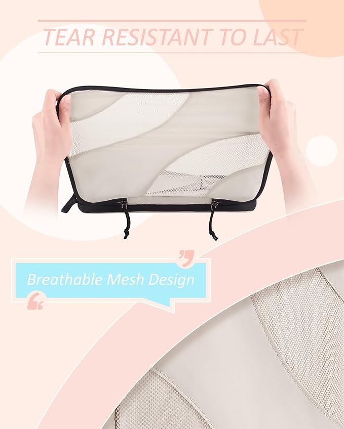 BAGSMART Compression Packing Cubes, 6 Set/4 Set/2 Set Travel Packing Cubes for Carry on Suitcases, Compression Suitcase Organizers Bag Set & Travel Cubes for Luggage, Lightweight Packing Organizers