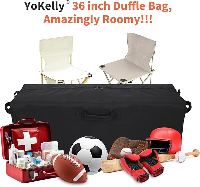 YoKelly 100L Large Duffle Bag - 36 inch Heavy Duty Luggage Bag for Travel/Camping - Black