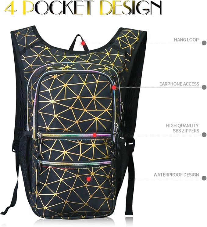 CITCAR Hydration Pack, Water Backpack with 3L Hydration Bladder Lightweight Insulation, Festival Essential, Rave Hydration Backpack, Hydropack Backpack for Rave, Hiking, Biking, Festival Gear