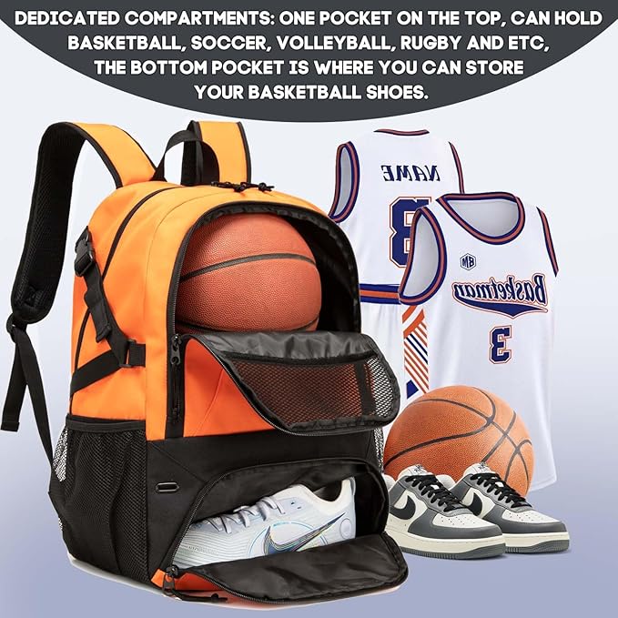 Basketball Bag Backpack, Large Capacity Sports Equipment Bags for Basketball, Soccer, and Volleyball.