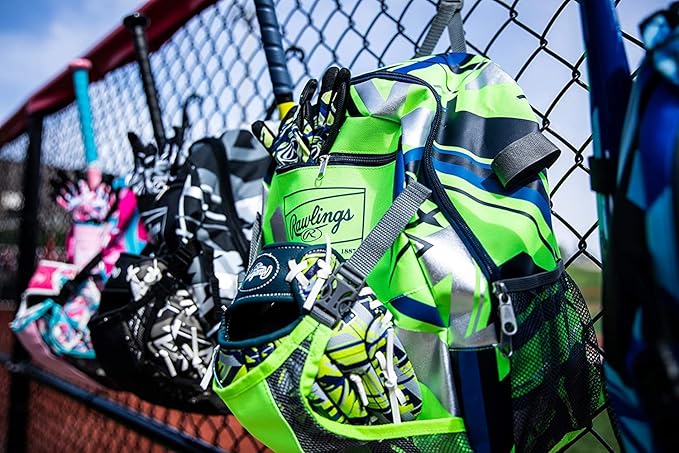 Rawlings | REMIX Backpack Equipment Bag | T-Ball & Youth Baseball / Softball | Green