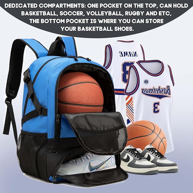 Basketball Bag Backpack, Large Capacity Sports Equipment Bags for Basketball, Soccer, and Volleyball.