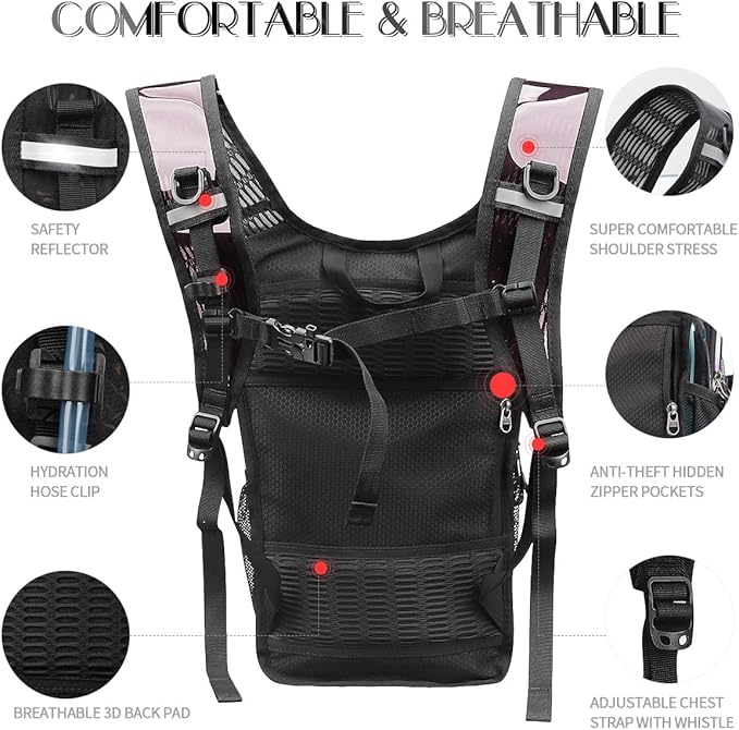 CITCAR Hydration Pack, Water Backpack with 3L Hydration Bladder Lightweight Insulation, Festival Essential, Rave Hydration Backpack, Hydropack Backpack for Rave, Hiking, Biking, Festival Gear