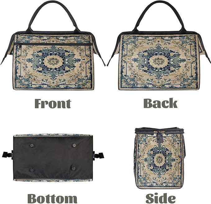 Travel Duffle Bag, Bohemian Print Flowers Overnight Weekender Tote Bag for Women Men Waterproof Carry On Luggage with Zipper Lightweight Sport Gym Bag for Traveling Yoga Camping Traveling Gifts