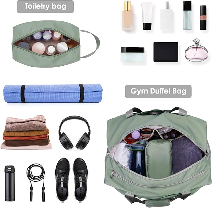 Ceneda 20" Gym Bag for Women with Wet Pocket & Shoe Compartment, Lightweight Duffel Waterproof Carry On Duffle for Travel, Yoga, Overnight (Dark Grey)