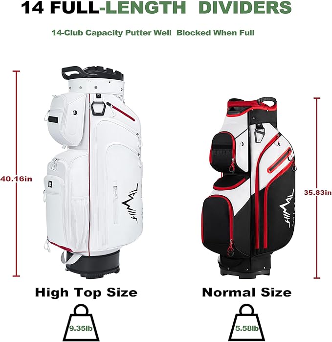 UNIHIMAL 14-Way Golf Cart Bag, Premium Full Length Golf Bag for Men with Magnetic Leather Pocket, Handles and Rain Cover