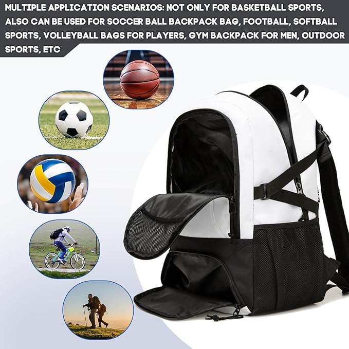 Basketball Bag Backpack, Large Capacity Sports Equipment Bags for Basketball, Soccer, and Volleyball.
