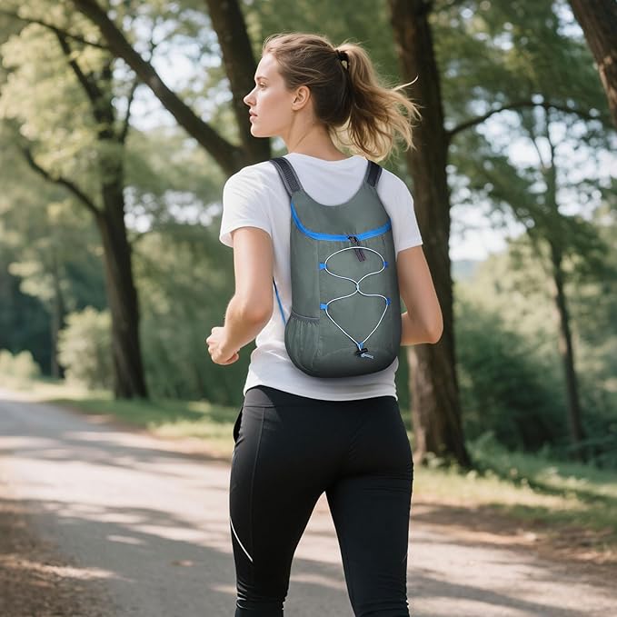 20L Hiking-Daypack Lightweight Foldable Travel Packable Backpack for Camping Cycling Outdoor, Gray