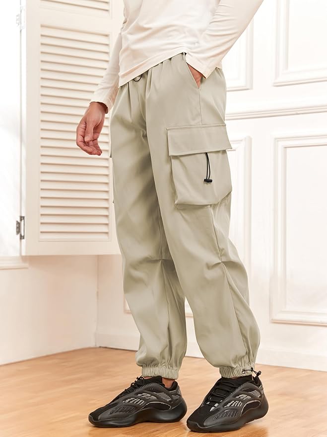 ZAFUL Men's Parachute Pants Casual Baggy Cargo Drawstring Trouser