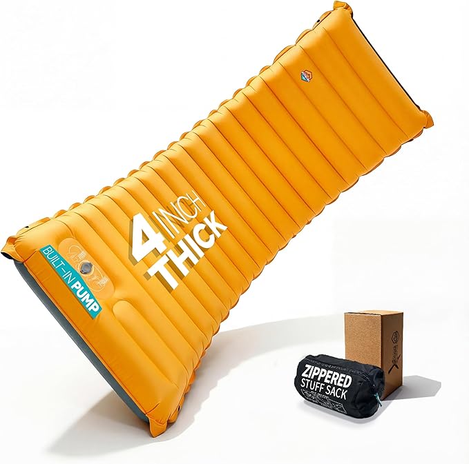 ZOOOBELIVES Inflatable Camping Sleeping Pad, 4-Inch Thick Full Air Support, No Bottoming Out for Side Sleepers, Camping & Backpacking Mattress with Built-in Foot Pump, Durable & Compact – Airlive2000