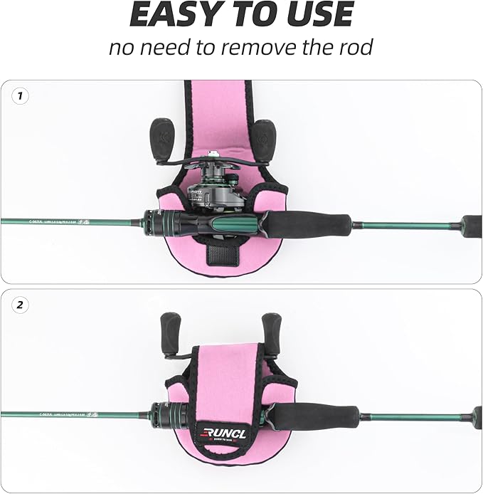 RUNCL Baitcasting Reel Bag – Protective Storage Pouch for Baitcasting Reels & Spinning Reels, Lightweight & Durable, Ideal for Freshwater & Saltwater Fishing Trips (pink& Black)