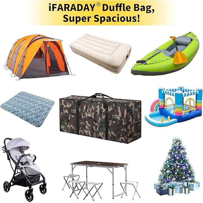 155L Oversized Duffle Bag - 42” Extra Large Heavy Duty Water Resistant Travel Bag for Camping Moving Storage (Camo)