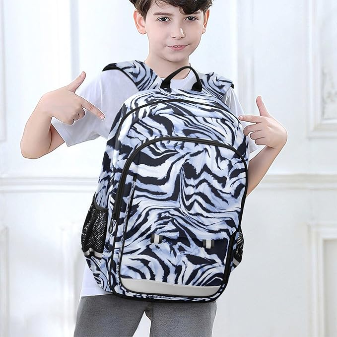 ALAZA Blue Zebra Print Laptop Backpack Purse for Women Men School Bag 17 Inch Bookbag Student Boys Girls Travel Casual Daypack