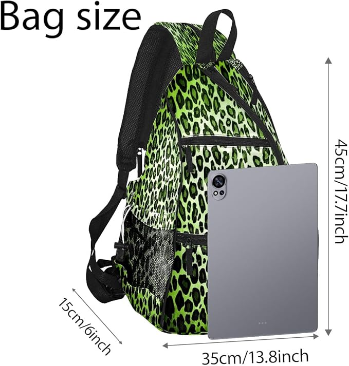 Brown Leopard Print Premium Nylon Pickleball Backpack, 3-in-1 Convertible Shoulder Crossbody Sling Bag for Women Men, Lightweight Bag Fits 2-4 Pickleball Paddles & Tennis Sports Gear
