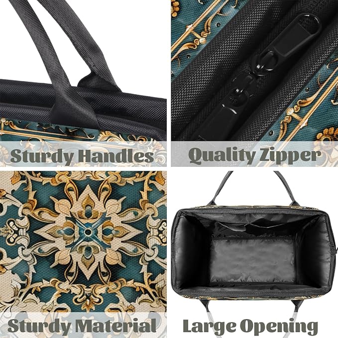Travel Duffle Bag, Carpet Flowers Pattern Overnight Weekender Tote Bag for Women Men Waterproof Carry On Luggage with Zipper Lightweight Sport Gym Bag for Traveling Yoga Camping Traveling Gifts