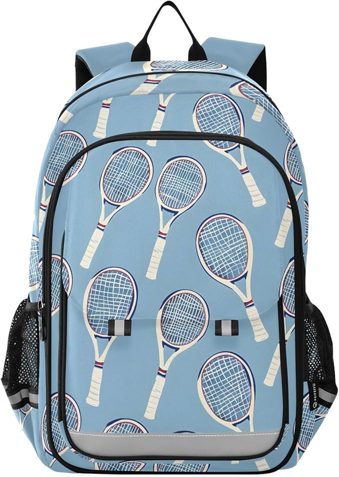 ALAZA Tennis Racket Blue Laptop Backpack Purse for Women Men School Bag 17 Inch Bookbag Student Boys Girls Travel Casual Daypack