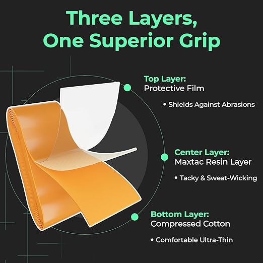 ADV MaxTac Tacky Tennis Overgrip - 12 Pack Extremely Sticky Non-Slip Tennis Grips Overgrip - Razor-Thin & Easy to Use Pro Tennis Racquet Grip Tape (12-Pack Orange)