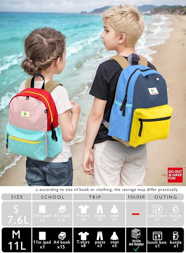 atgark Kids Backpacks, Unisex, Multicolored, Medium, 13" H, 1L, Nylon, Modern, Cartoon, 3-5 Years, Elementary School, Travel, School