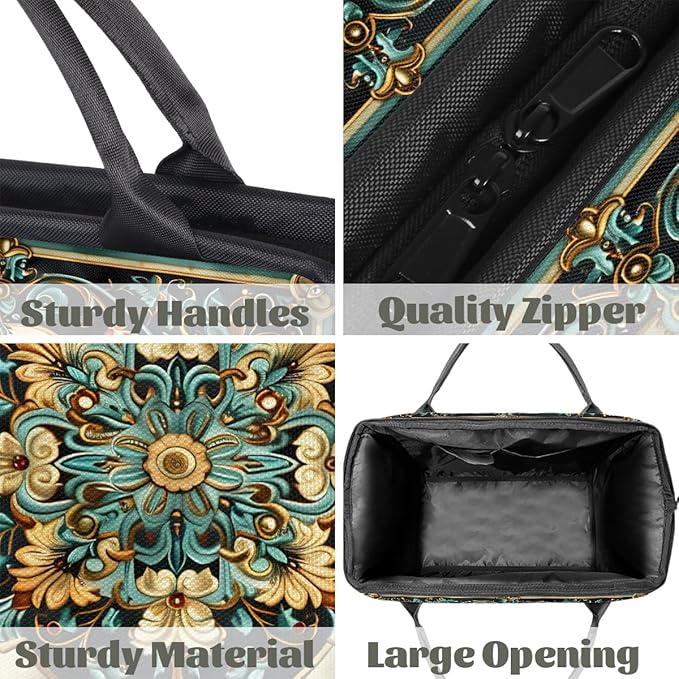 Travel Duffle Bag, Carpet Flowers Patterns Overnight Weekender Tote Bag for Women Men Waterproof Carry On Luggage with Zipper Lightweight Sport Gym Bag for Traveling Yoga Camping Traveling Gifts