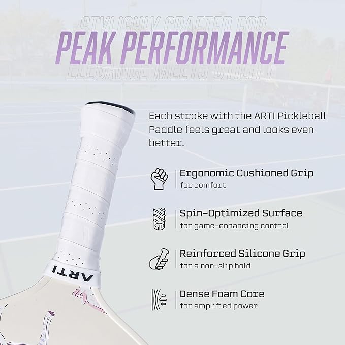 ARTI Pickleball Paddles Set of 2-USAPA Approved Fiberglass Surface Pickleball Set,2 Pickleball Rackets, 4 Balls and 1 Portable Carry Bag