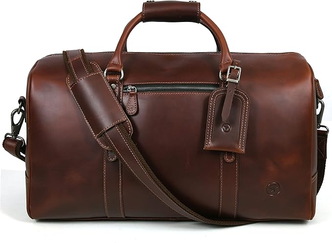 Leather Duffel Bag for Men & Women Travel, Weekend, Overnight, Gym Bag