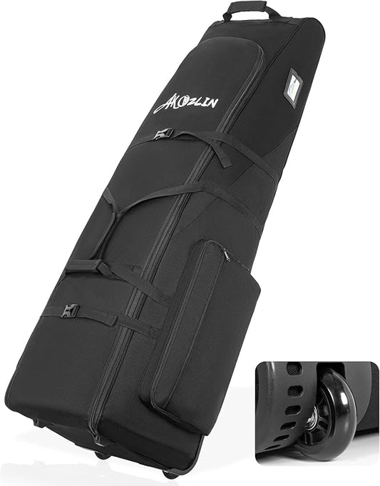 AKOZLIN Golf Travel Bag Case Waterproof Universal Foldable Golf Club Cover with Wheels for Airlines Travel
