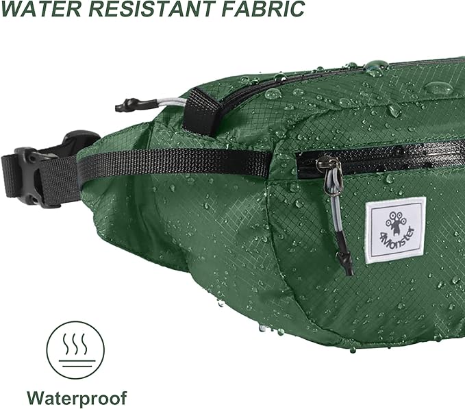 4Monster Hiking Waist Packs Portable,Water Resistant Fanny Bag with Adjustable Strap,Lightweight Crossbody Chest Bag Slim Bag