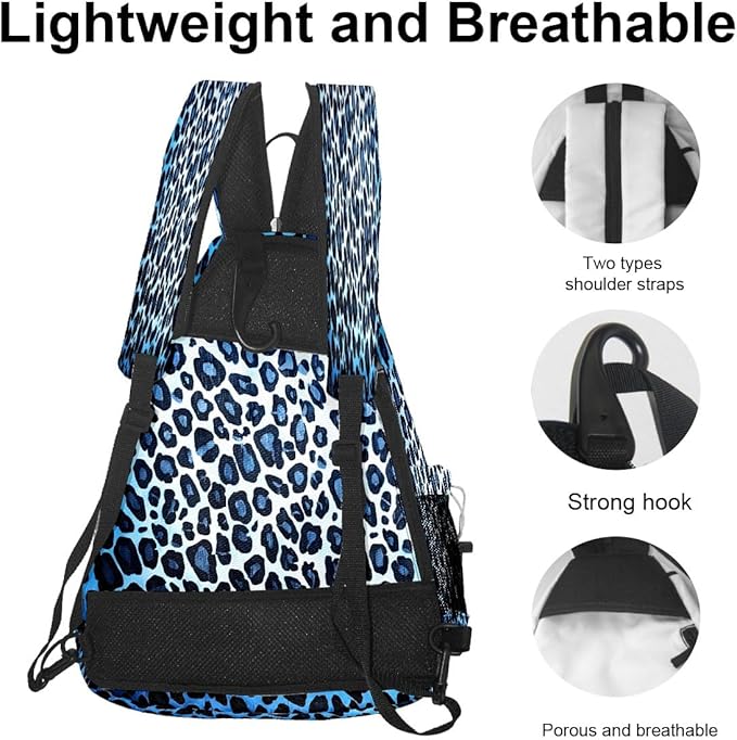 Brown Leopard Print Premium Nylon Pickleball Backpack, 3-in-1 Convertible Shoulder Crossbody Sling Bag for Women Men, Lightweight Bag Fits 2-4 Pickleball Paddles & Tennis Sports Gear