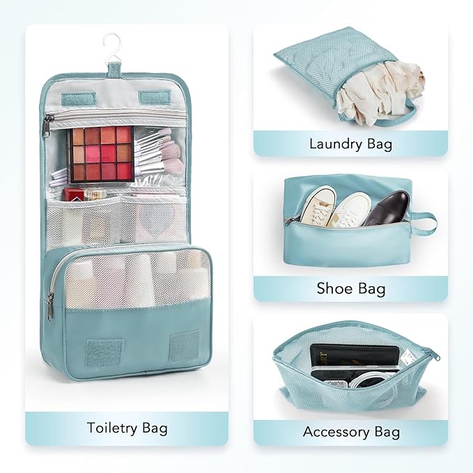 8 Set Compression Packing Cubes for Travel Essentials,Compressible Expandable Packing Cubes for Suitcase,OlarHike Luggage Organizer Bags for Travel,Handy Helper for Organizing Clothes(Blue Gray)