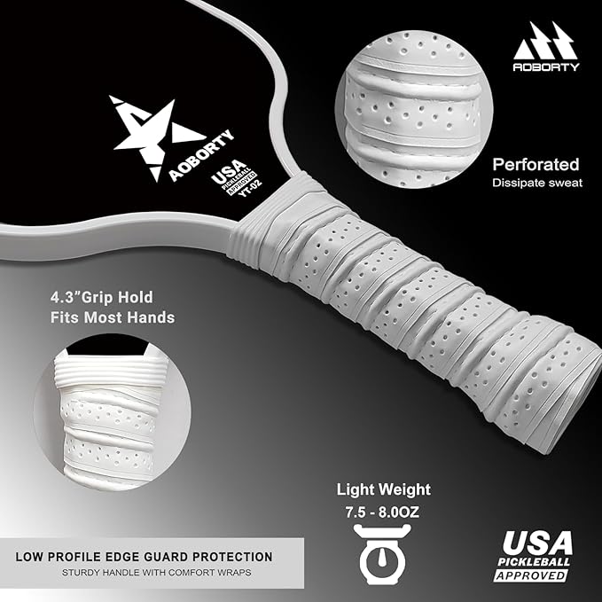 Pickleball Paddles 4 Pack - USAPA Light Graphite Premium Rackets Fiber Face & Polymer Honeycomb Core Pickleball Set with 4 Outdoor Indoor Balls Including Portable Carry Bag