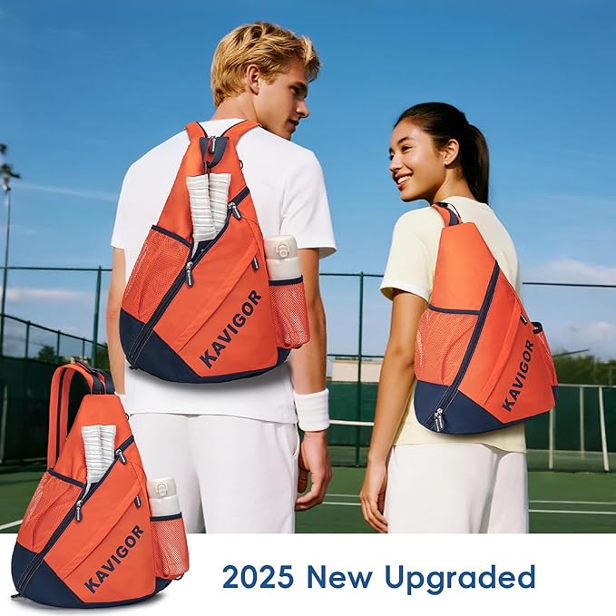 2025 Pickleball Sling Bag, Convertible Ultra-Light Backpack with Skin-Soft Fabric & Wet/Dry Pocket, Fits 4 Paddles + Gear