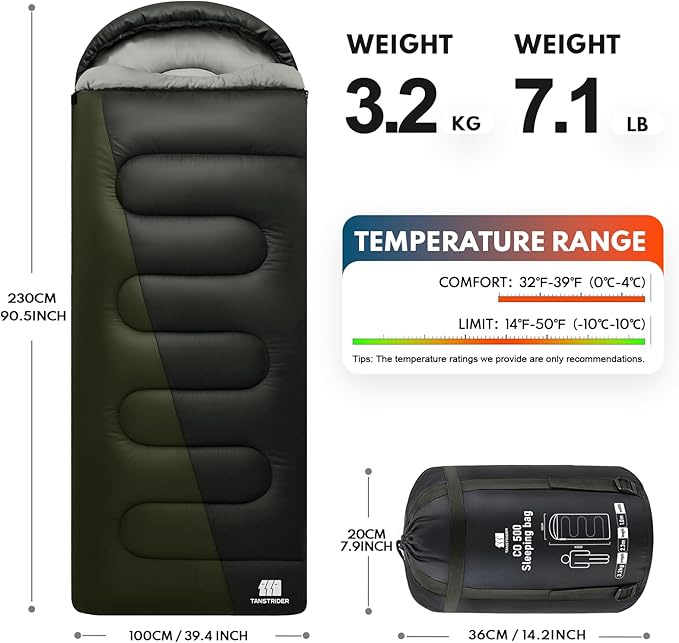 XXL Winter Sleeping Bags for Adults Cold Weather,Camping Sleeping Bag for Kids with Compression Sack,4 Season Camping Essentials Gear for Hiking,Traveling,Outdoor,Backpacking,Climbing