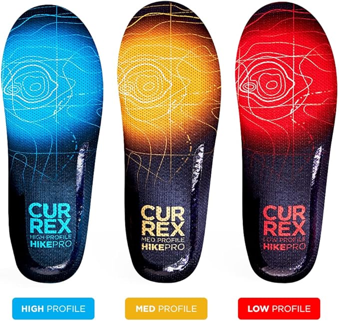 CURREX HikePro Insoles for Hiking Boots & Shoes – Shock Absorbing Inserts to Help Reduce Fatigue and Increase Performance – Anti-Slip Heel Surface for Stability – for Men & Women – High Arch, Small