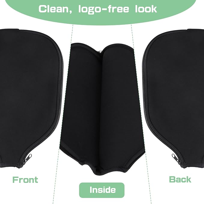 2 PCS Pickleball Paddle Covers, Durable Neoprene Universal 8.26 x 11.8Inch Zippered Racket Sleeve Storage Bag, Fits USAPA Standard Pickleball Racquets