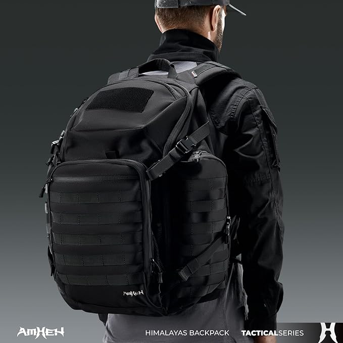 AMHEH 52L Tactical Backpack Military Molle Assault Pack - 3 Day Bugout Survival Rucksack, Hydration Compatible, Black