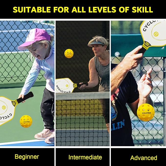 cyclotron 6-Pack Premium Pickleball Balls - USAP Approved, 40 Holes Outdoor/Indoor Pickle Balls with Bag, Perfectly Balanced, High Bounce True Flight, Pickle Ball for Tournament Play